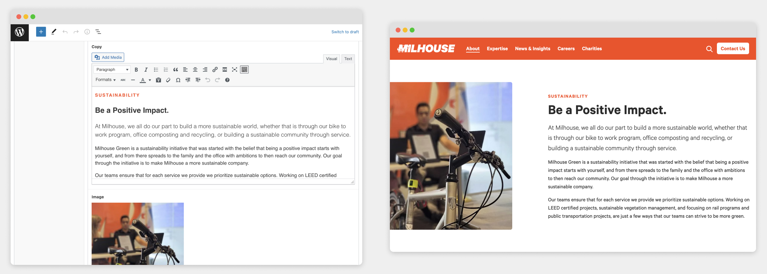 Milhouse Engineering & Construction - Content builder